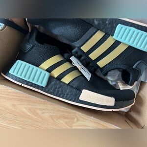 Adidas NMD R1 Black with Gold Stripes